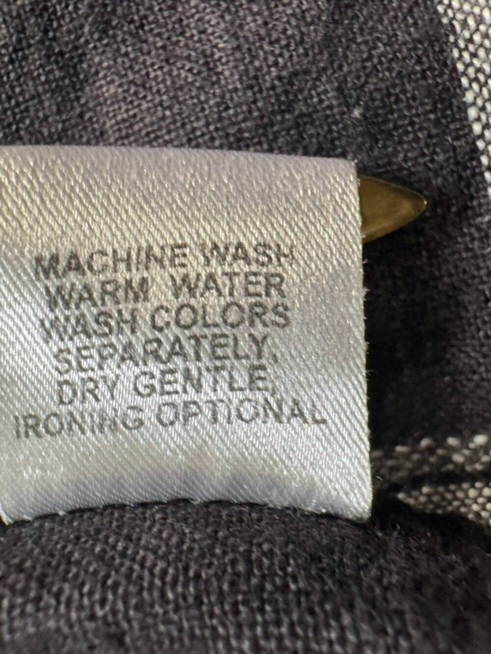 FLAX 100% Linen Windowpane Tunic Dress Charcoal Black 1G Made Lithuania - Picture 11 of 13